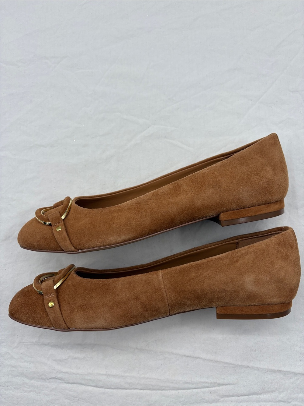 Talbots Havana Tan Madison Buckle Suede Ballet Flats. 8M. NWT. $139! - Picture 11 of 13